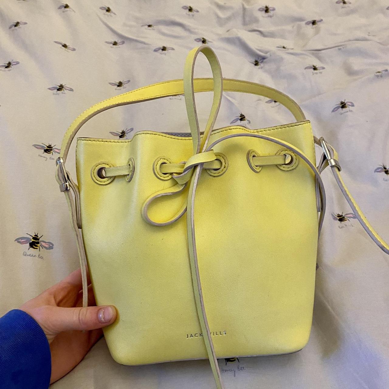 Jack Wills leather yellow bucket bag super cute and... Depop