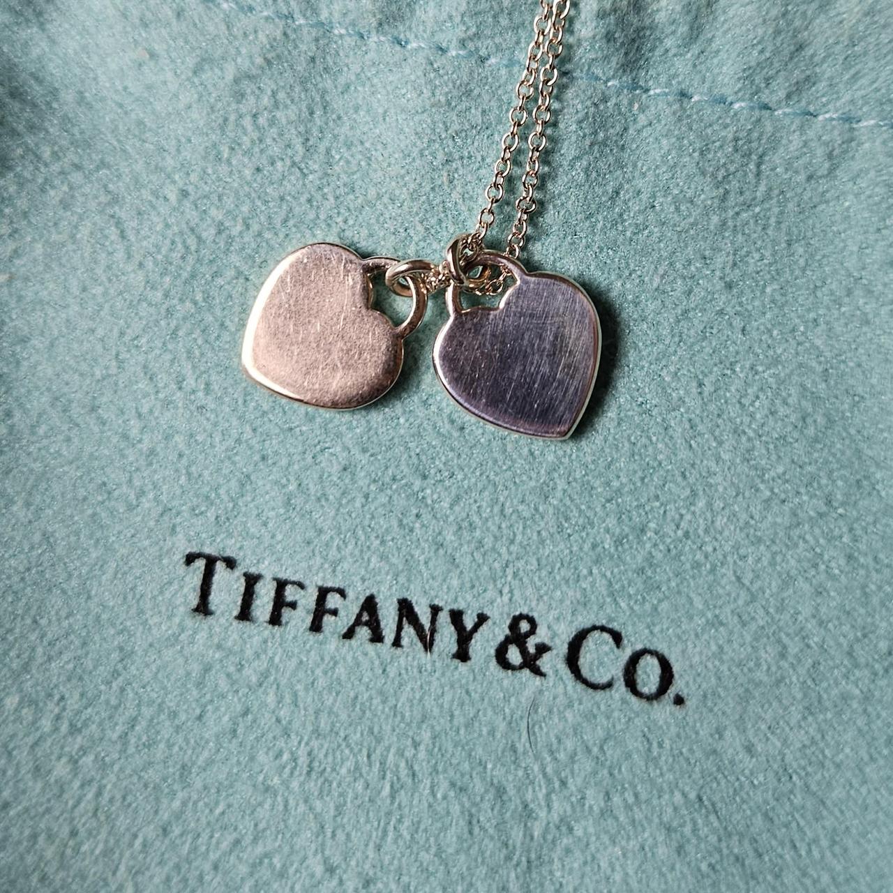 Tiffany & co Return to Tiffany double heart tag... - Depop