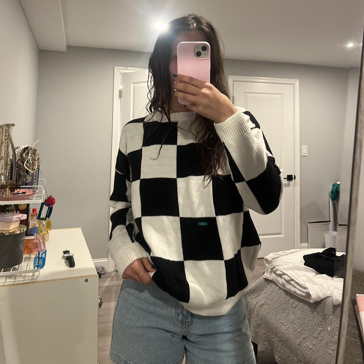 Black and white checkered jumper best sale