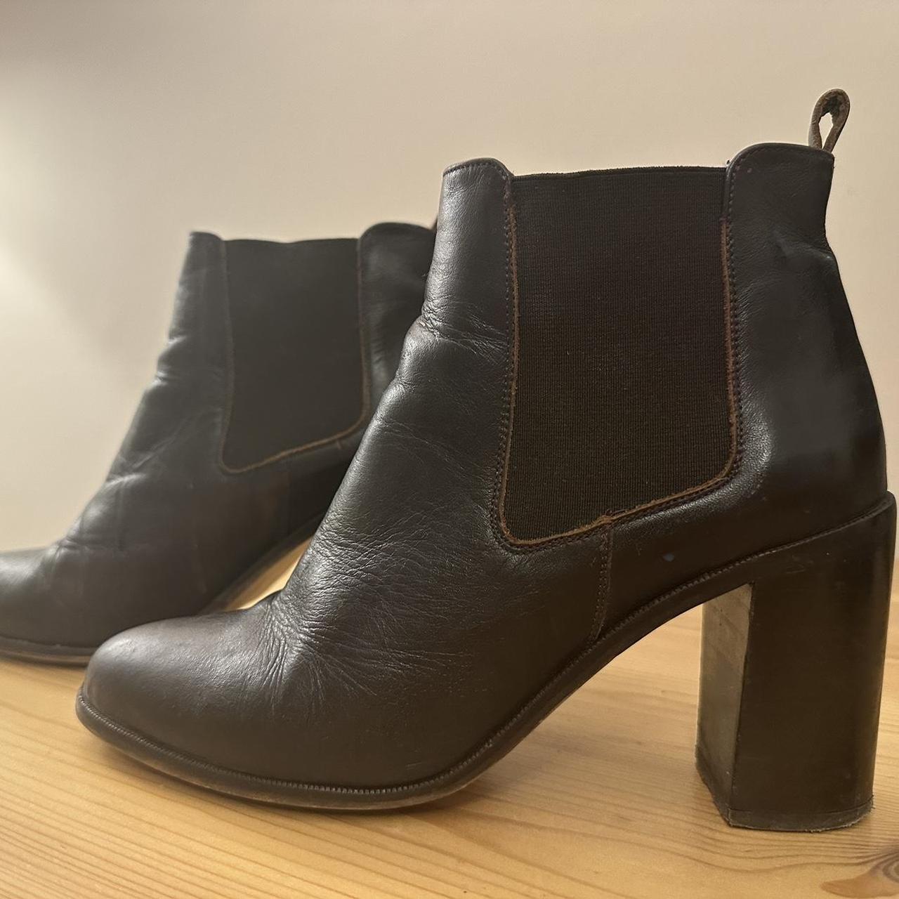 Chunky High Heel Leather Ankle Boots Made in Spain... - Depop