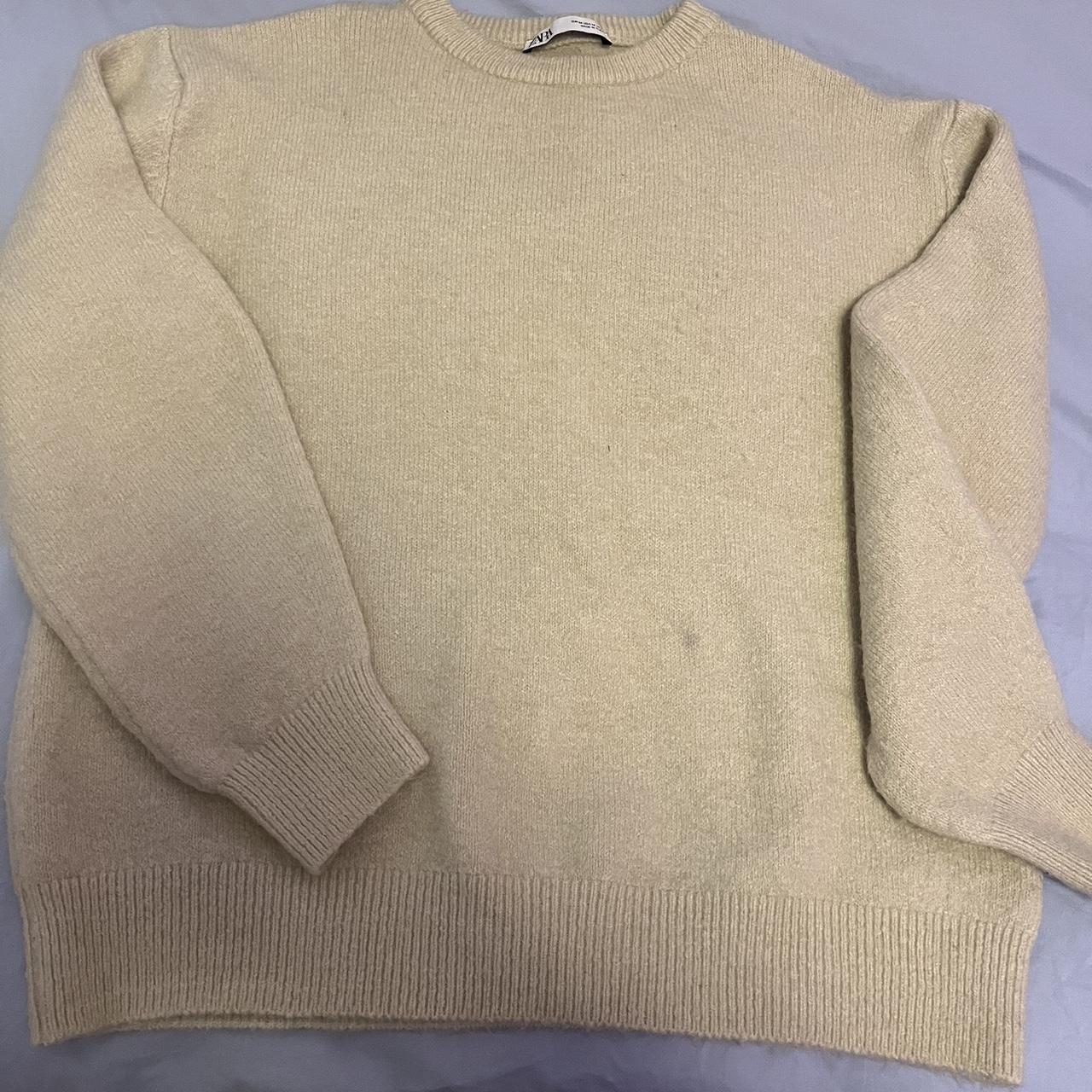 Zara beige knitted jumper size M #zara #knitwear - Depop