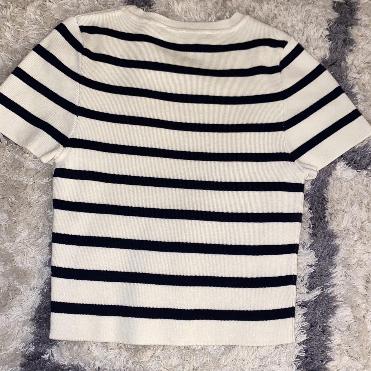 Zara black and white striped sweater short sleeve... Depop