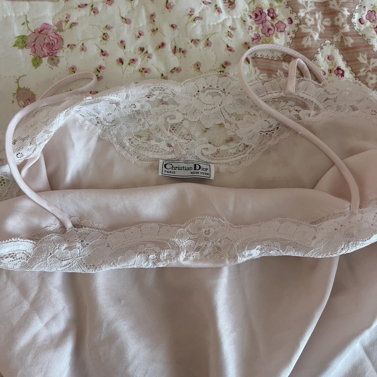 Vintage Dior baby pink lace tank top 🎀 Size... - Depop