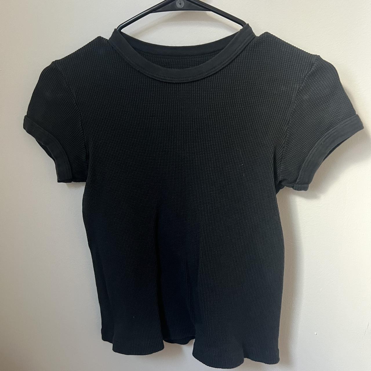 brandy melville black waffle tee fits like small - Depop