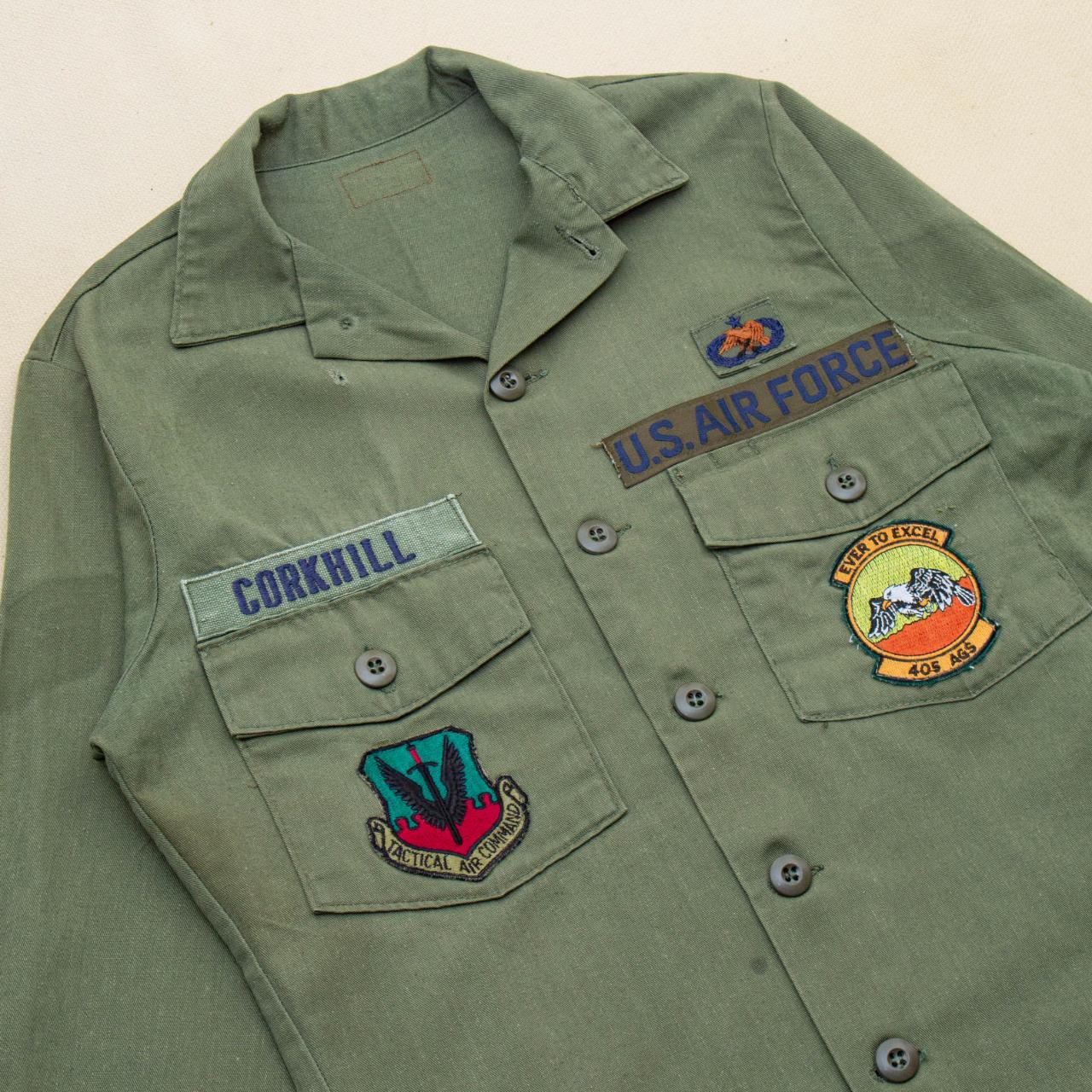 70s Vintage USAF OG-507 Dura-Press Utility Shirt - | Depop
