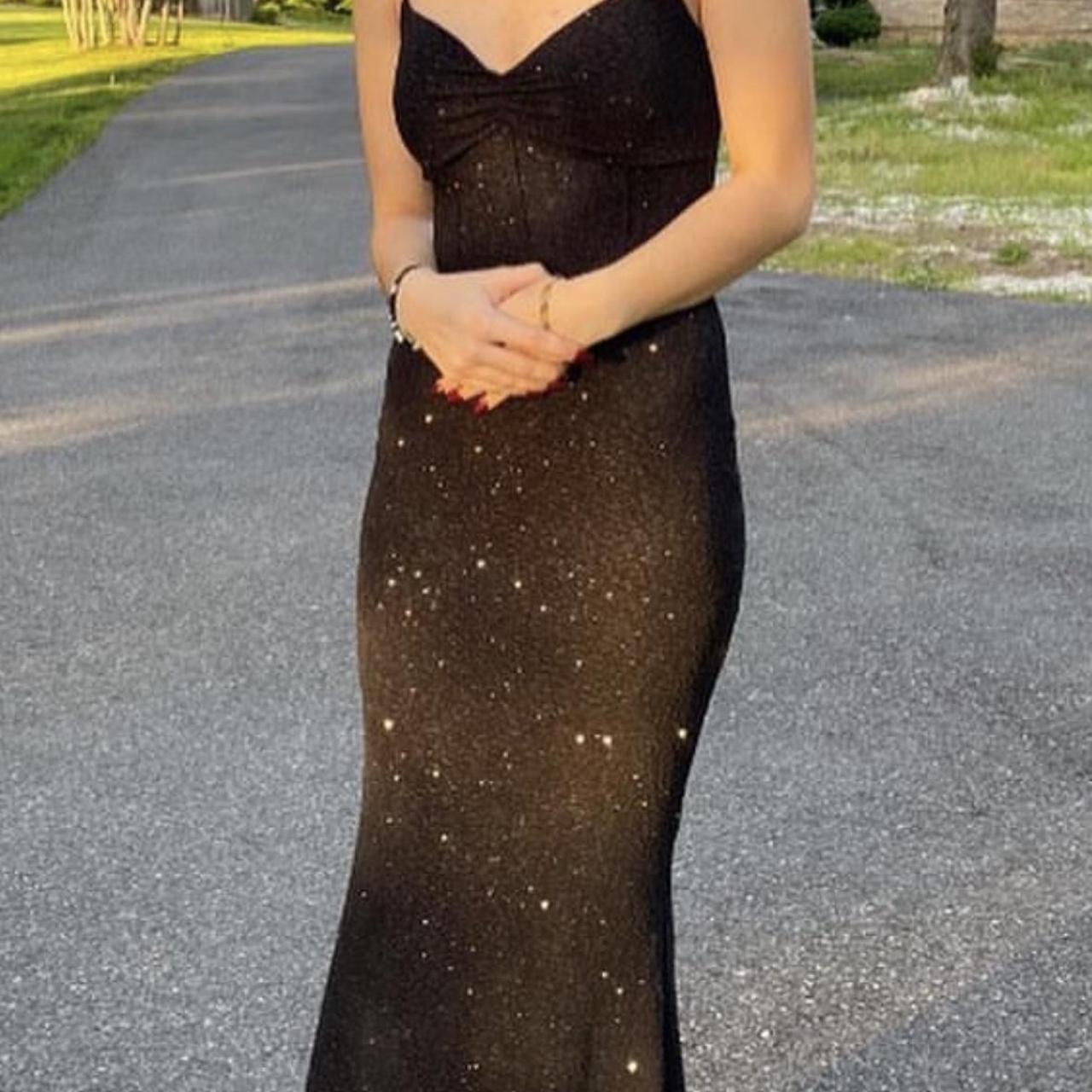 Long Black Sparkly Prom dress Shortened to fit 5’3”... Depop