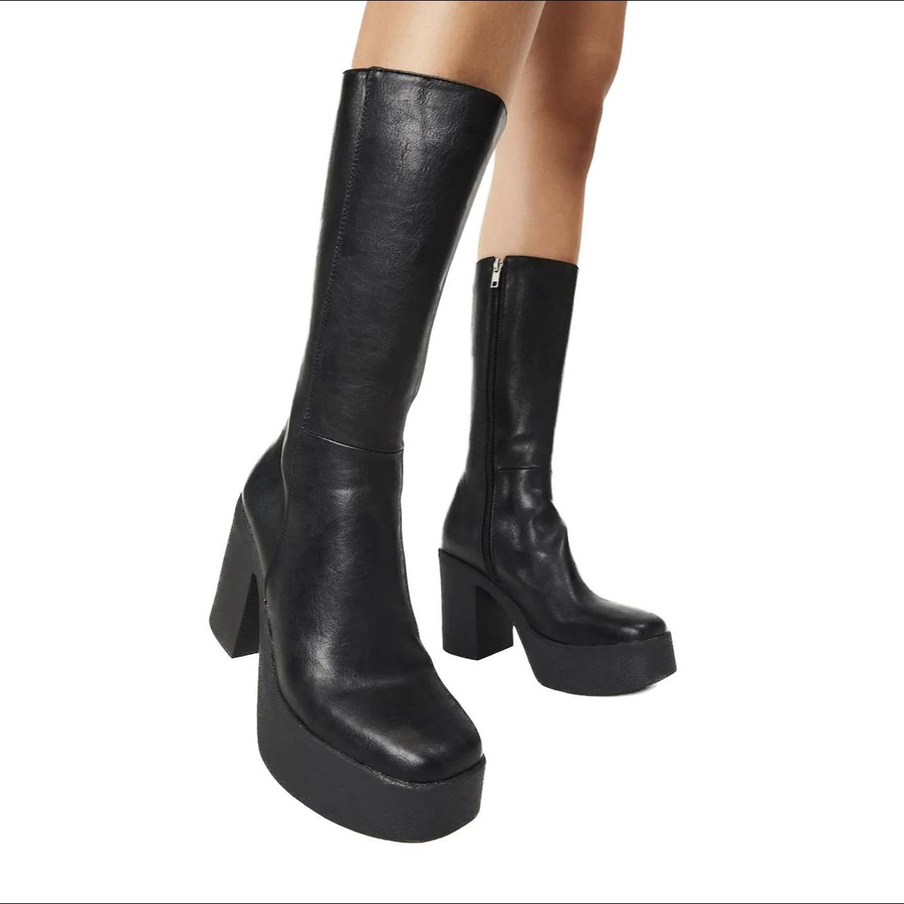 lamoda unforgiven high military calf boots in black