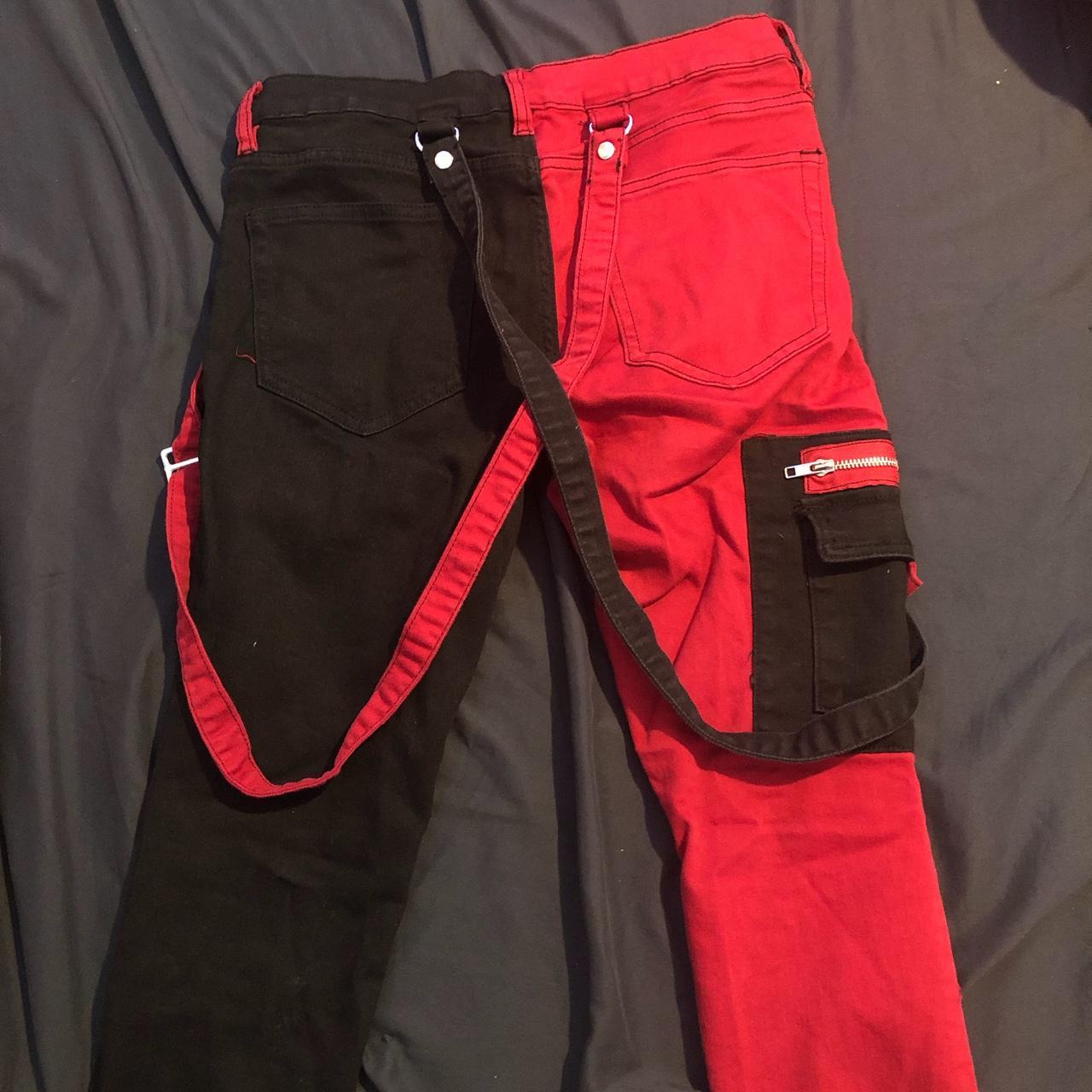 Hot Topic Men's Red and Black Jeans | Depop