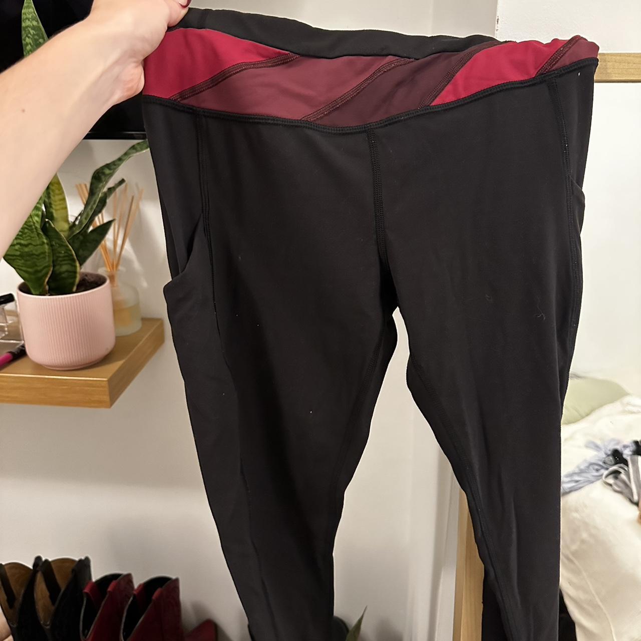 maroon lululemon leggings size: 4 slight pilling on - Depop