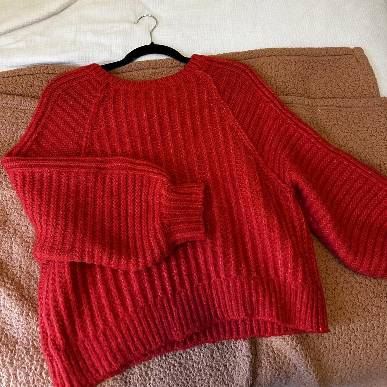 Beautiful and cozy red Free People Carter Pullover... - Depop