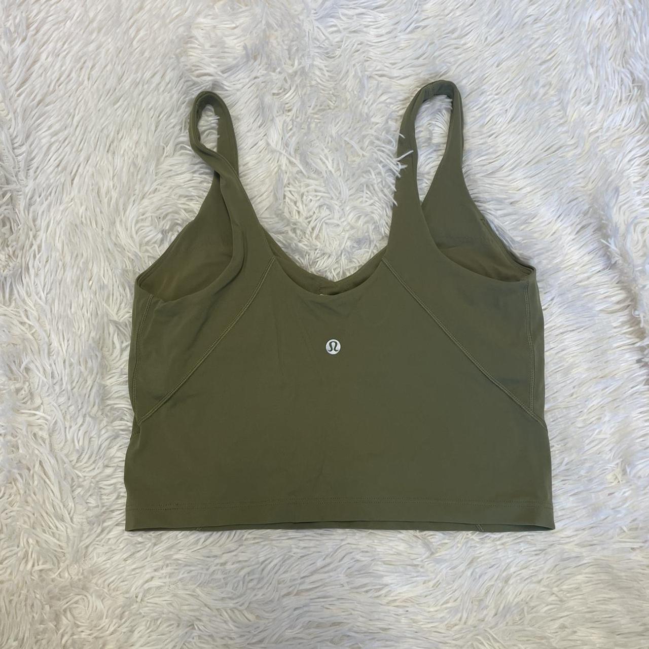 bronze green lululemon align tank never worn pads... Depop