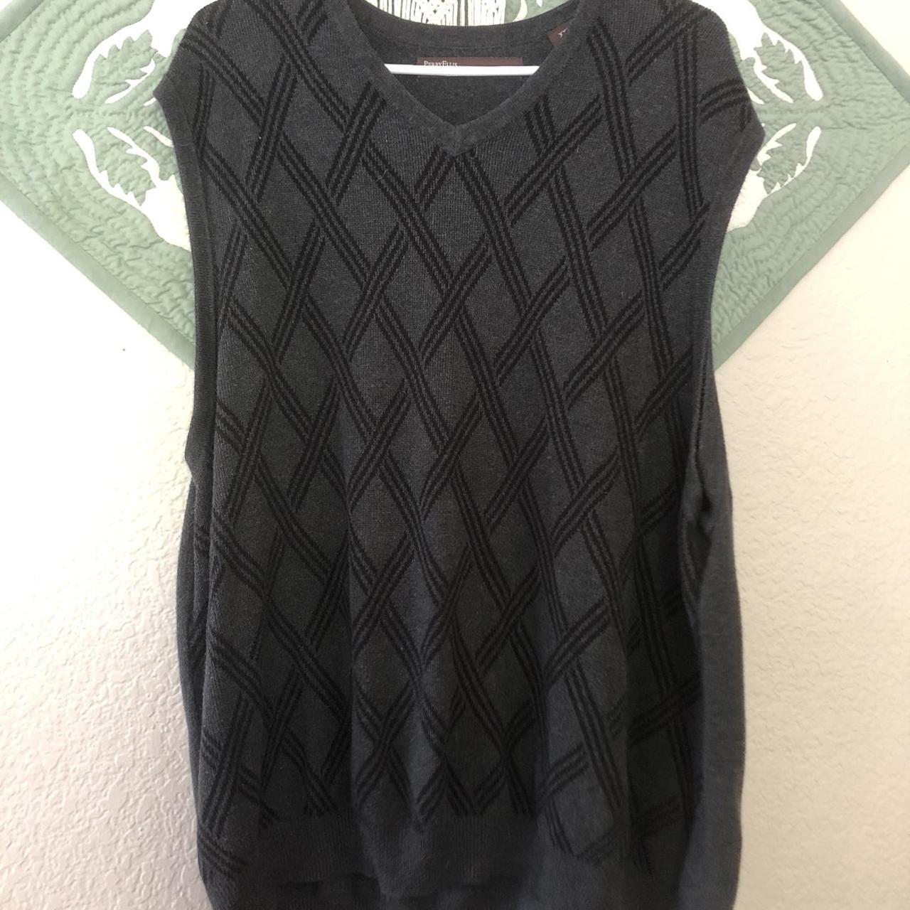 Black and Grey argyle sweater vest 60 Cotton 40... Depop