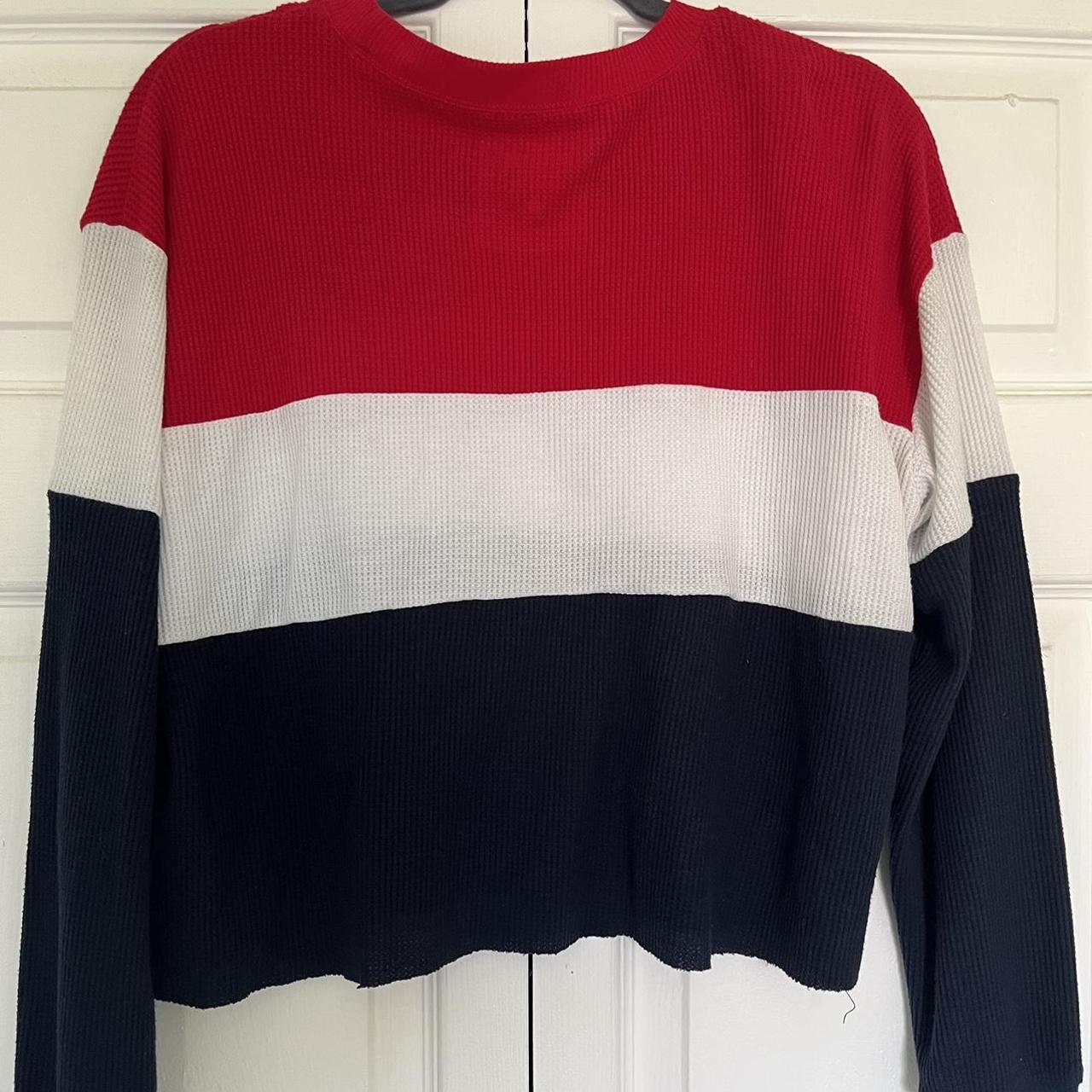 Hollister red white store and blue sweater