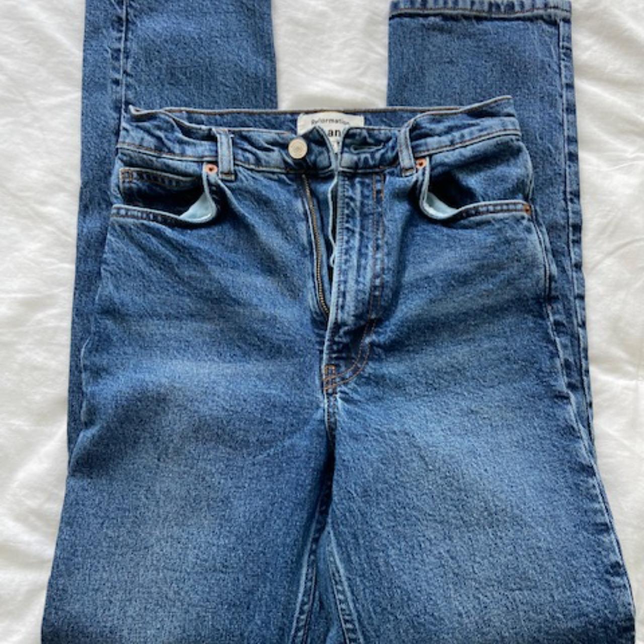 Cynthia High Rise Straight Long Jeans, worn twice,... - Depop