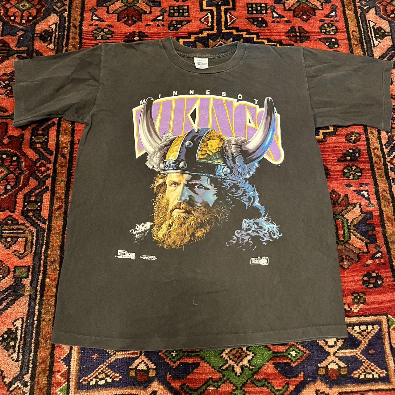 Vintage Minnesota Vikings Shirt Black Medium Made in U.S.A. 