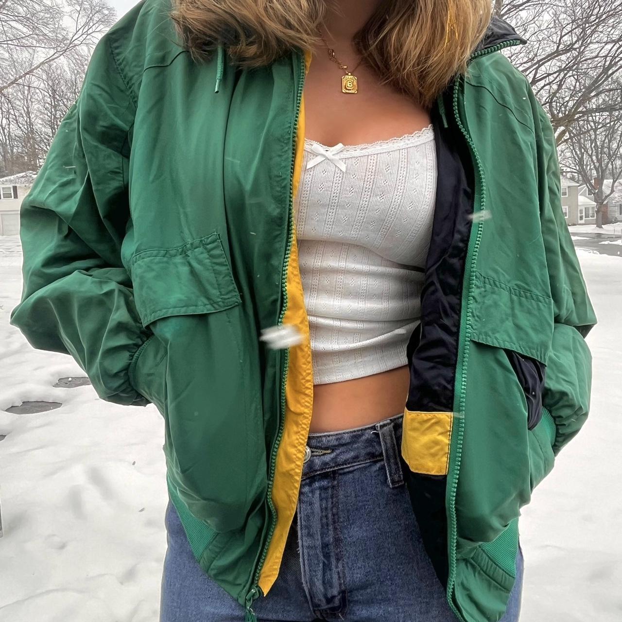 Members Only Women's Green and Yellow Jacket | Depop