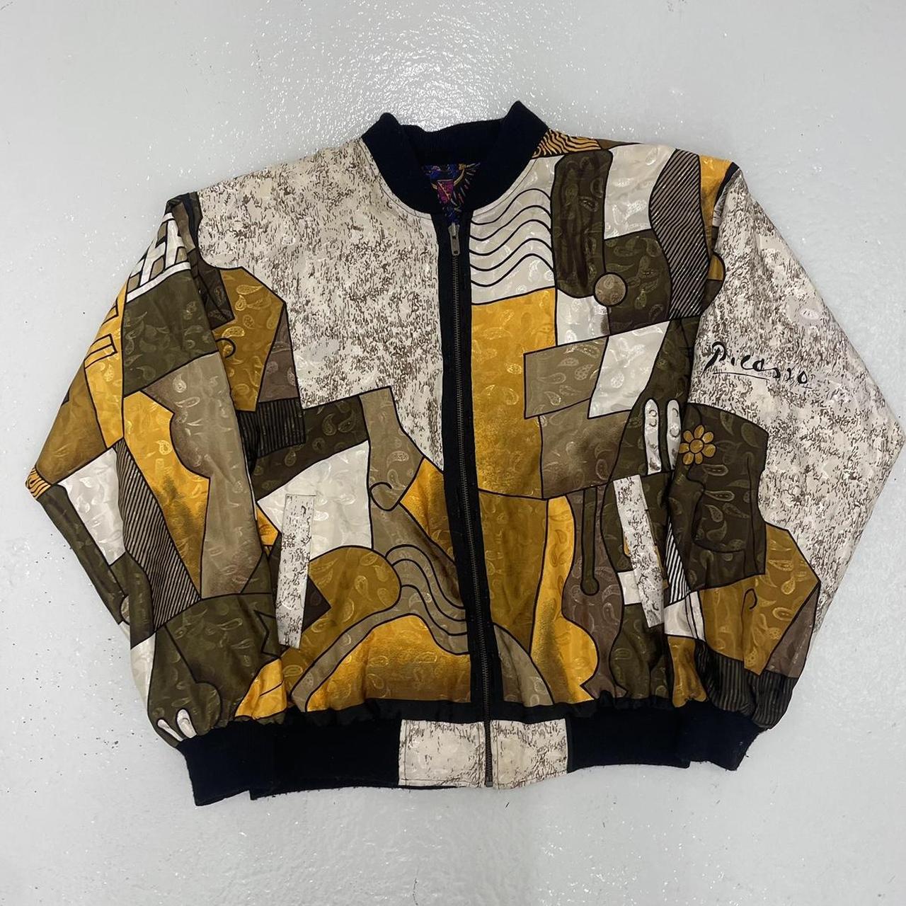 Vintage 80's Reversible Silk Picasso Art Bomber...