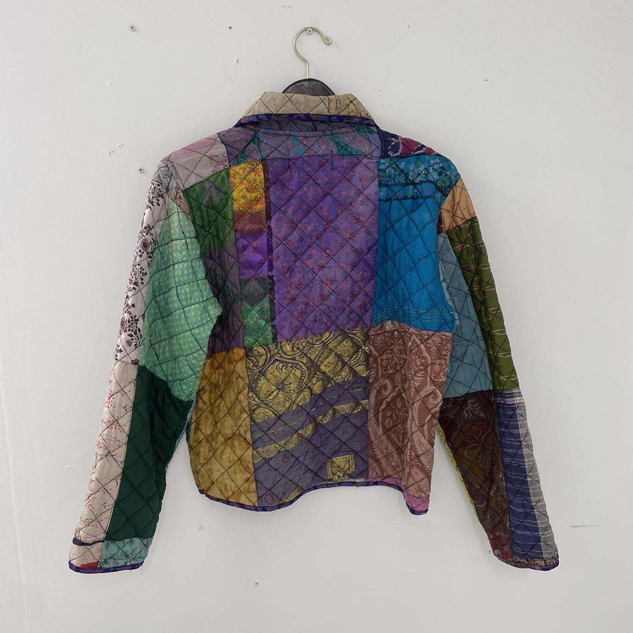 Vintage multicolor quilted lightweight jacket S/M... - Depop