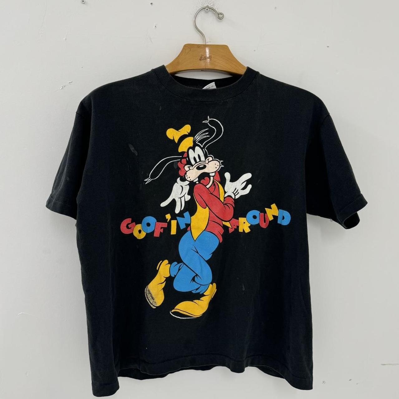 VTG 90s Disney goofy Goofin around t shirt black... - Depop