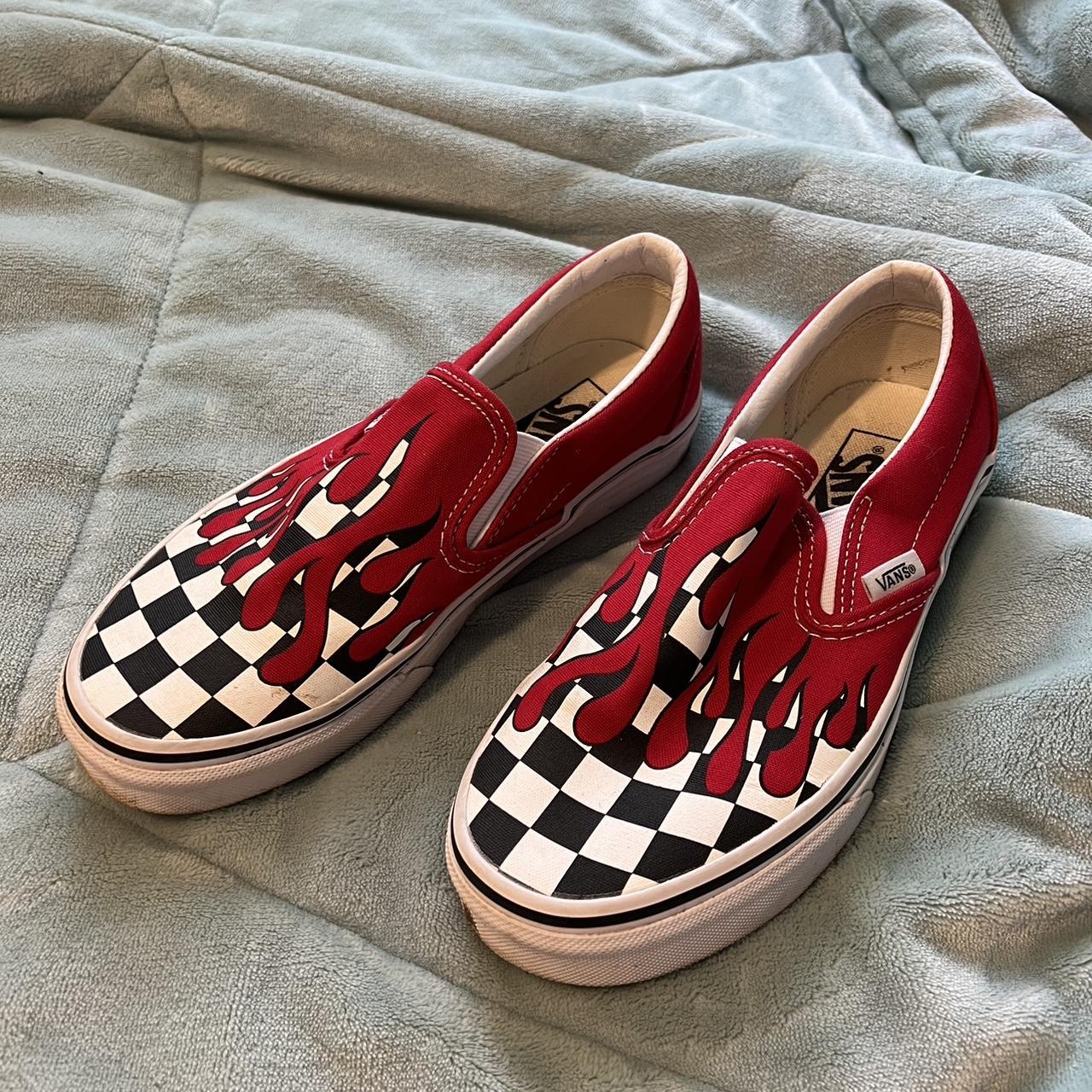 VANS Red Drip Slip Ons Size 6W