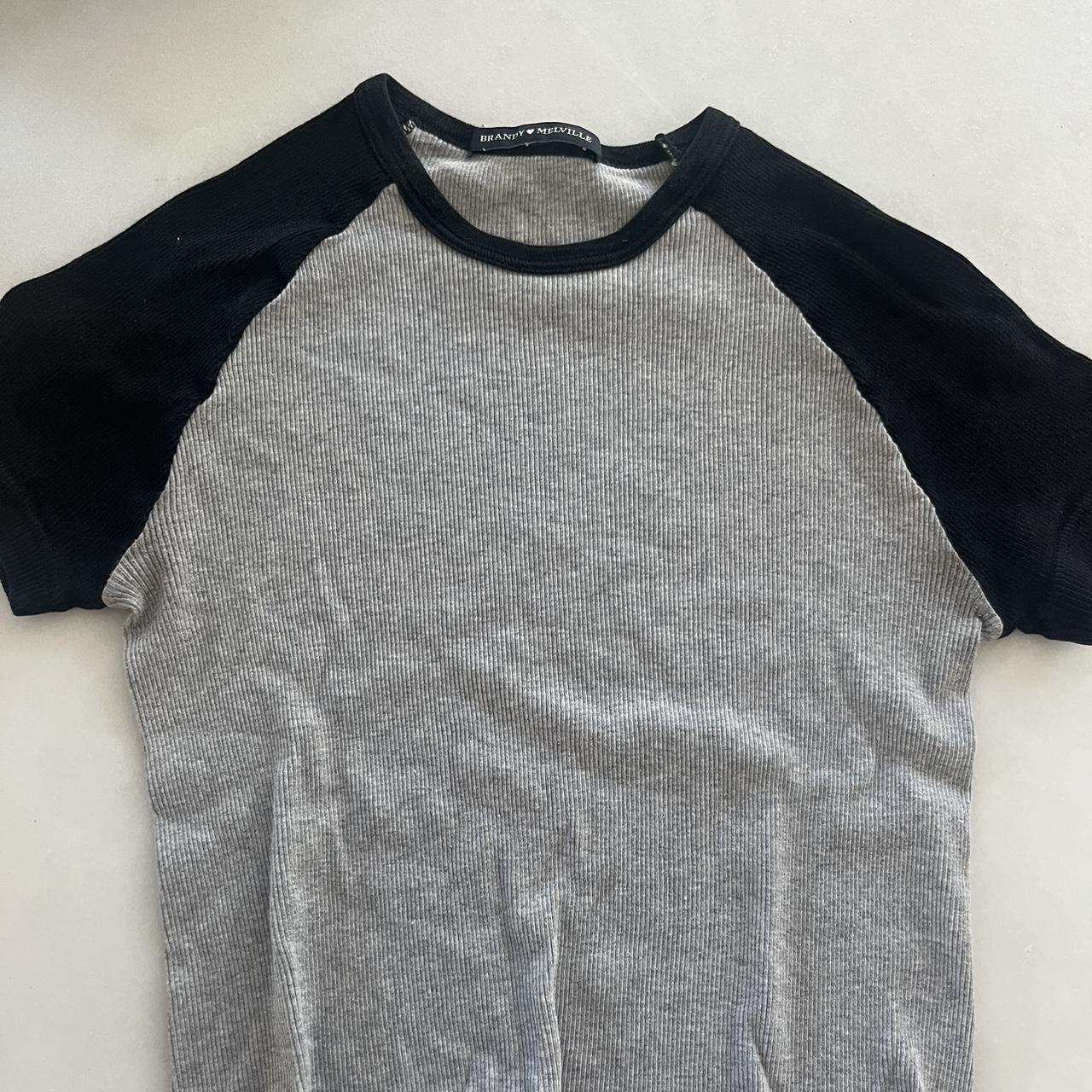 Grey and Black Bella Top: Brandy Melville -has been... - Depop
