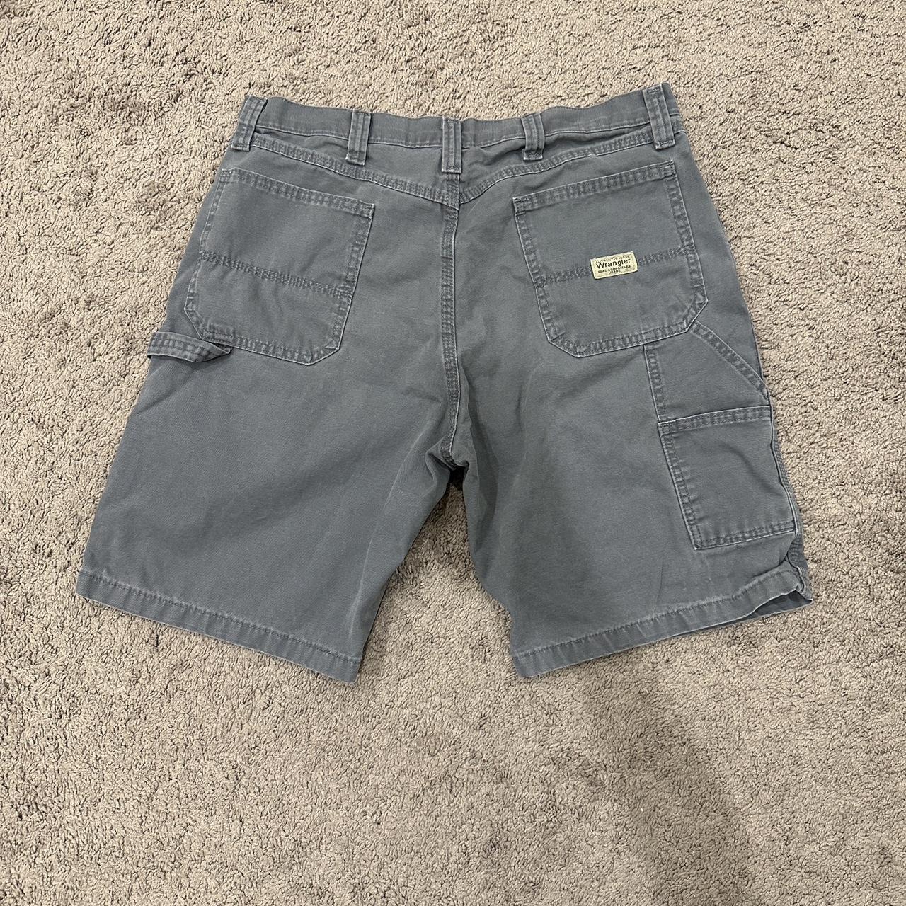 Grey Wrangler carpenter jorts sized 36 reg shipping... - Depop