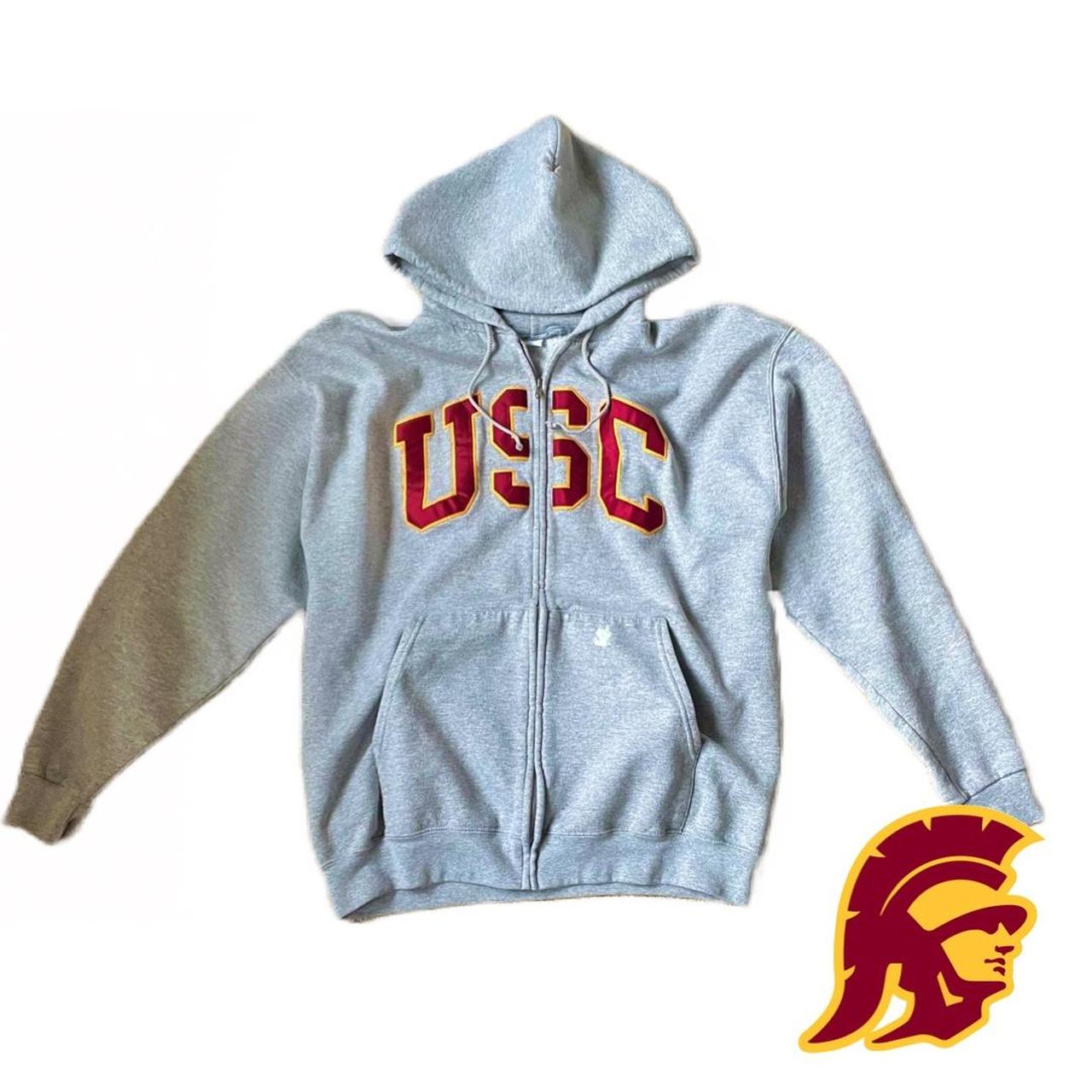 Champion USC Trojans Full Zip Hoodie Small white Depop