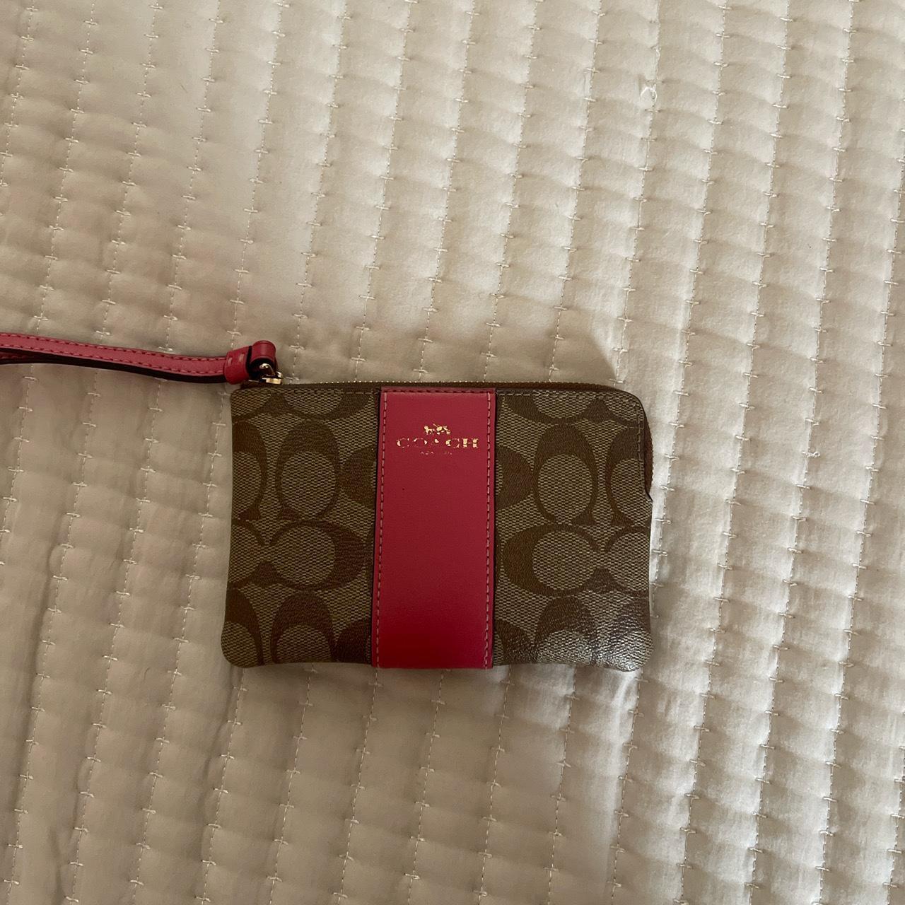 Coach, Bags, Coach Card Holder Brown Red Pink