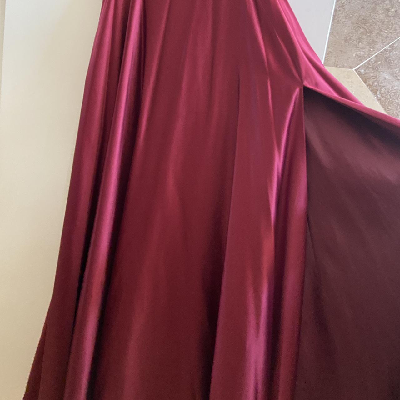 Beautiful satin floor length dress with a slit - Depop