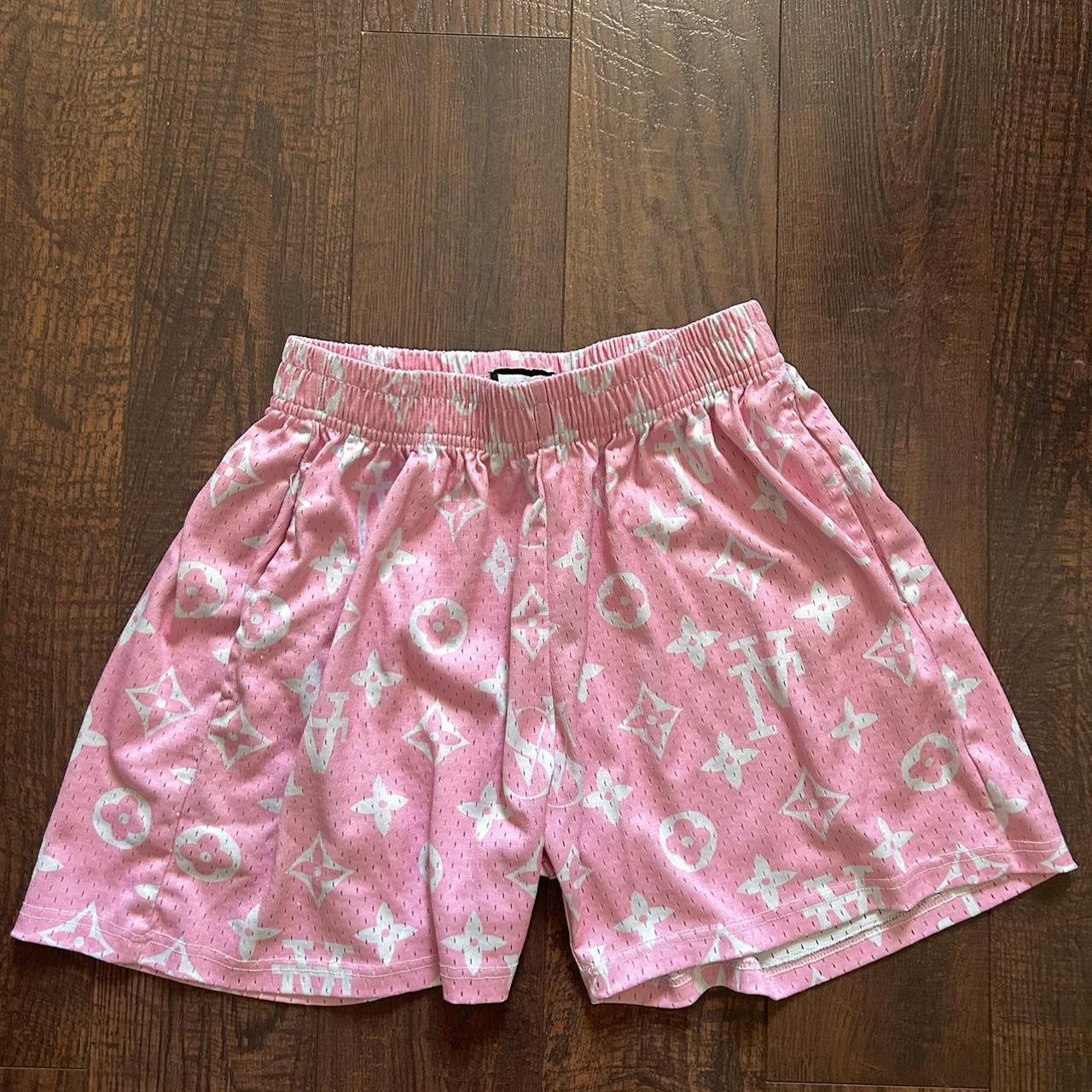 pink louis vuitton shorts 5 in seam - Depop
