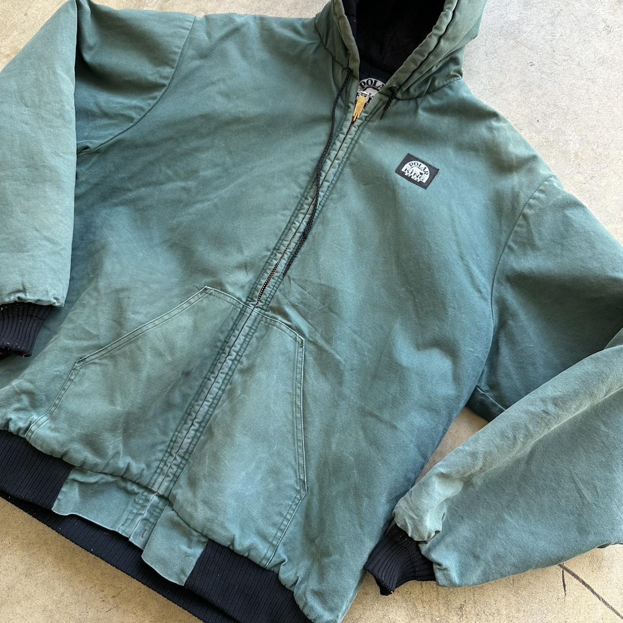 Vintage 90’s Made in USA green faded heavy... - Depop