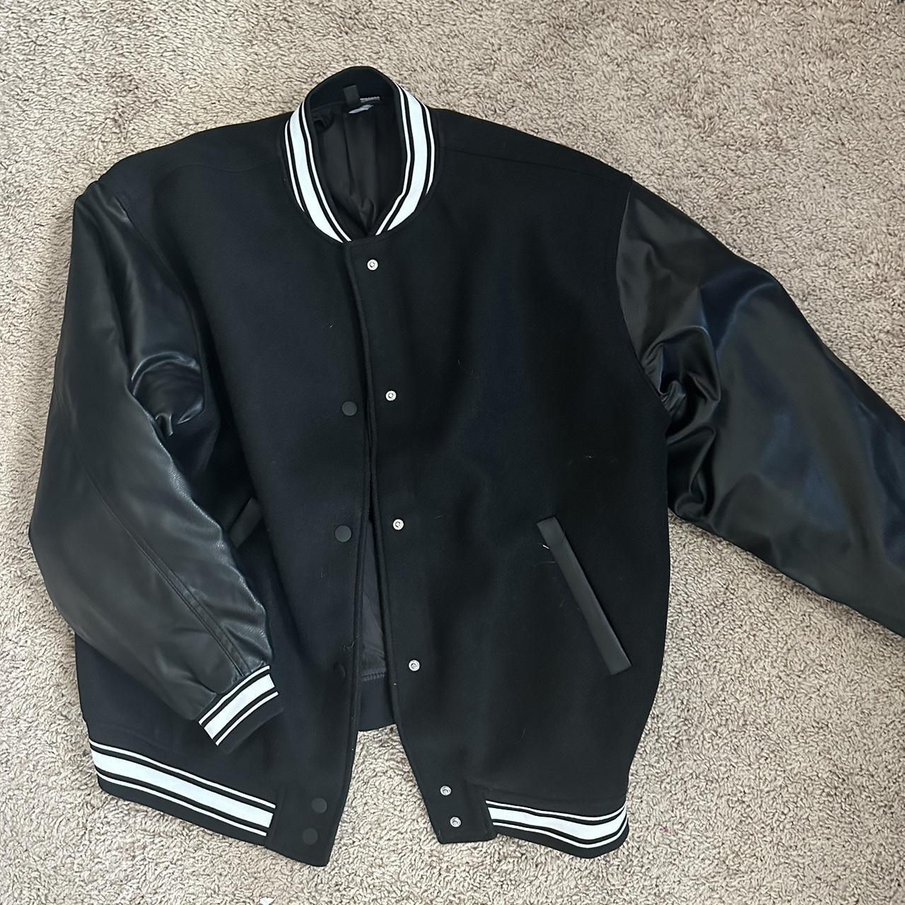 Cotton & Leather Jacket Never worn - Depop