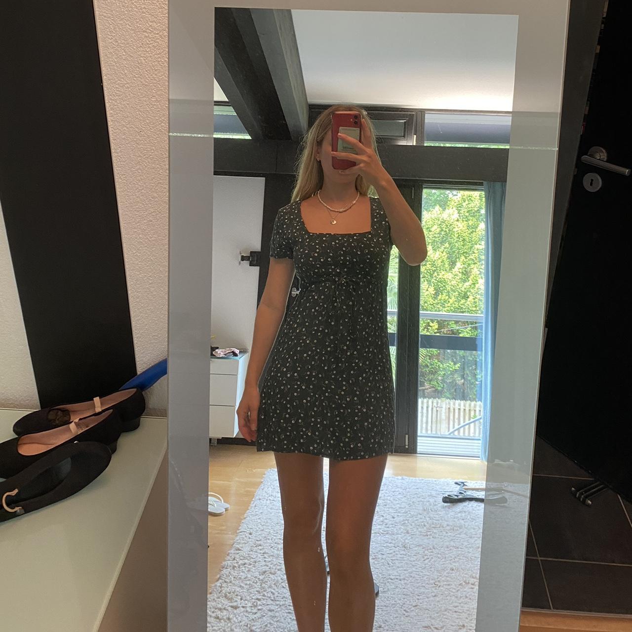 Brandy Melville green dress Floral summer mini... Depop