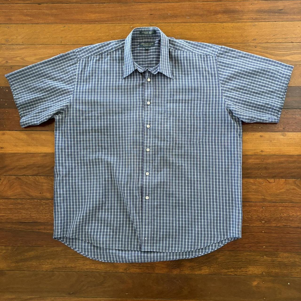 Vintage 00s Country Club Boxy Blue Checkered Plaid... - Depop