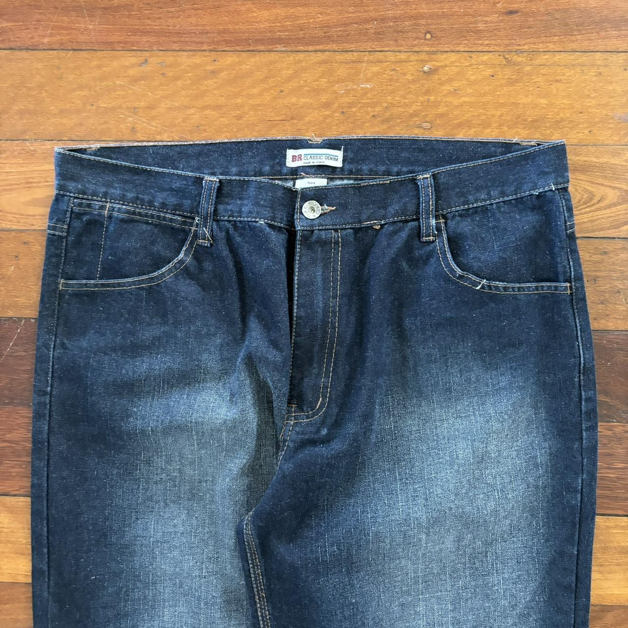 Vintage 00s BR Denim Baggy Indigo Blue Dark Wash... - Depop