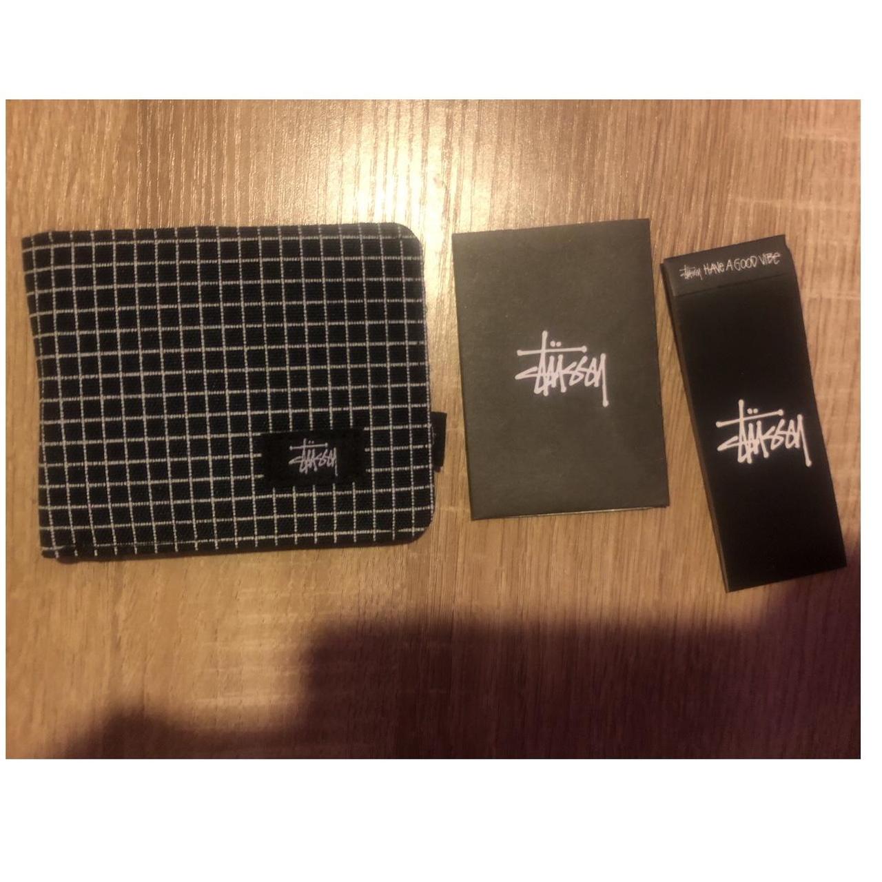 Stussy Wallet Features a grid pattern all over the... - Depop