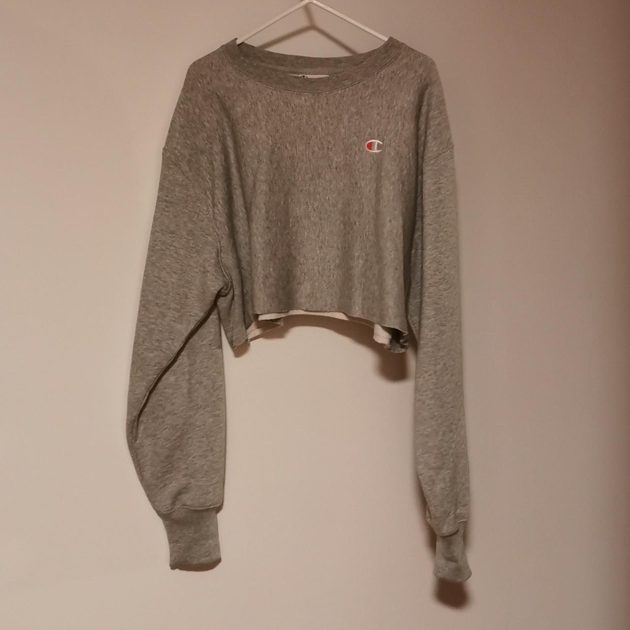 Champion cropped grey jumper size small Only worn a... - Depop