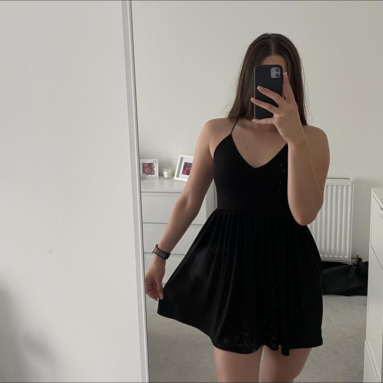 Black forever 21 flow mini dress Cross over back... Depop