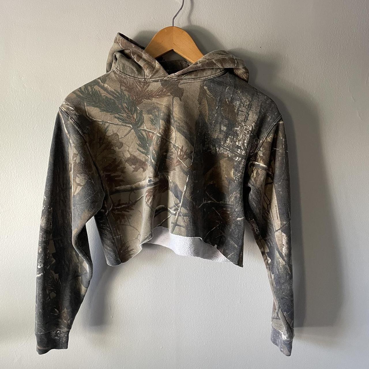 Cropped Camo Hoodie - kids large fits like a extra... - Depop