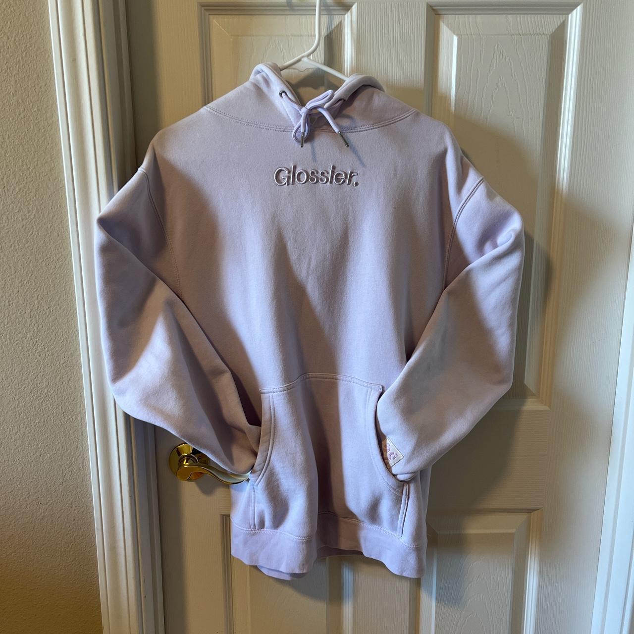 Glossier Women's Purple and Pink Hoodie | Depop