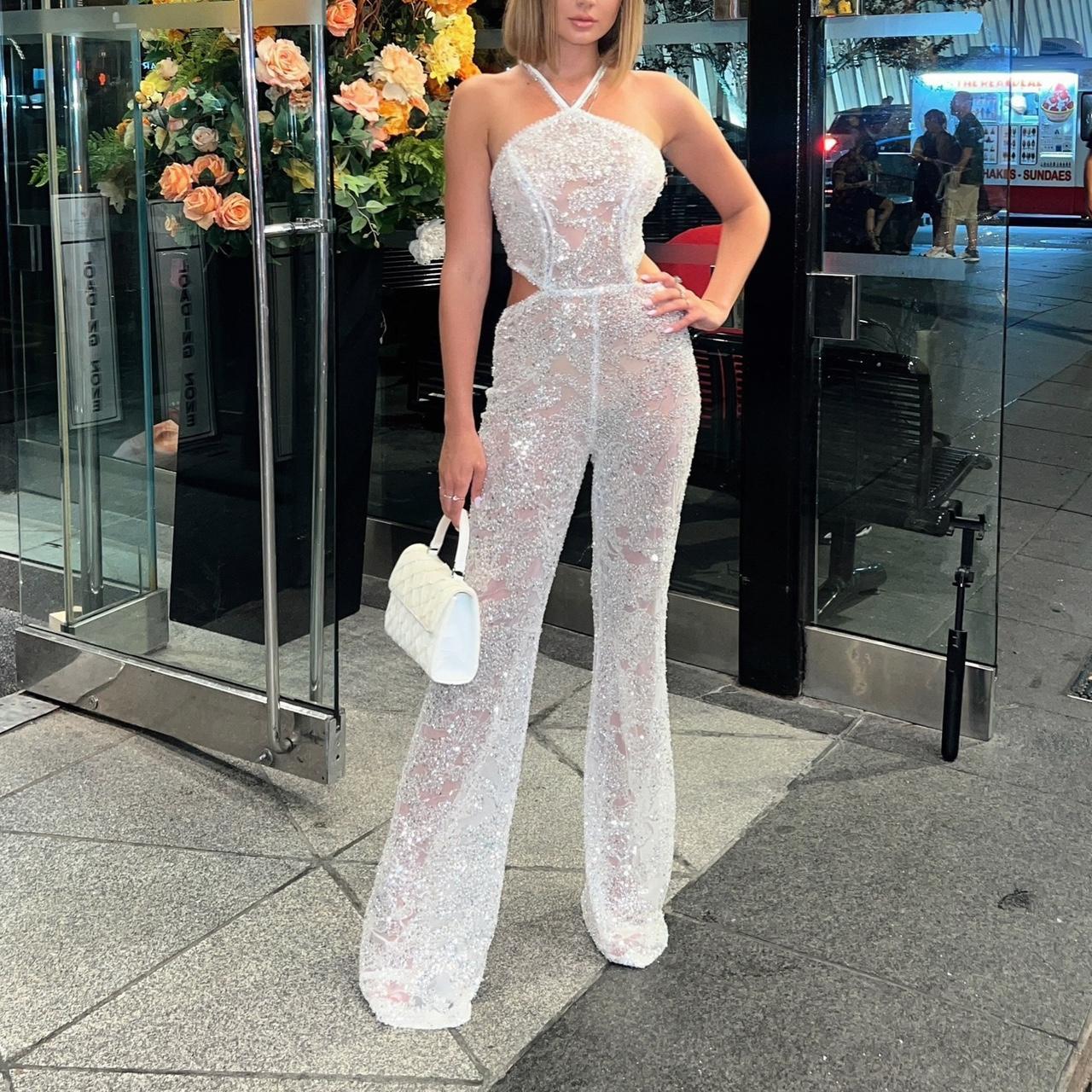 Nadine Merabi HALLIE WHITE JUMPSUIT NWOT Worn Only Depop