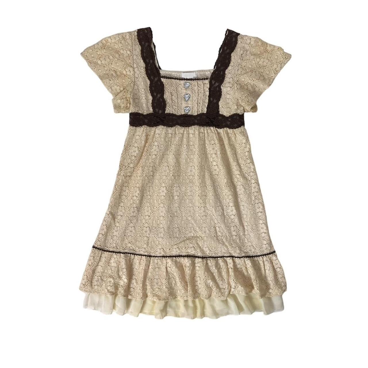 Japanese babydoll tan & brown lace dress 🤎⭐️ ️ Uk... - Depop