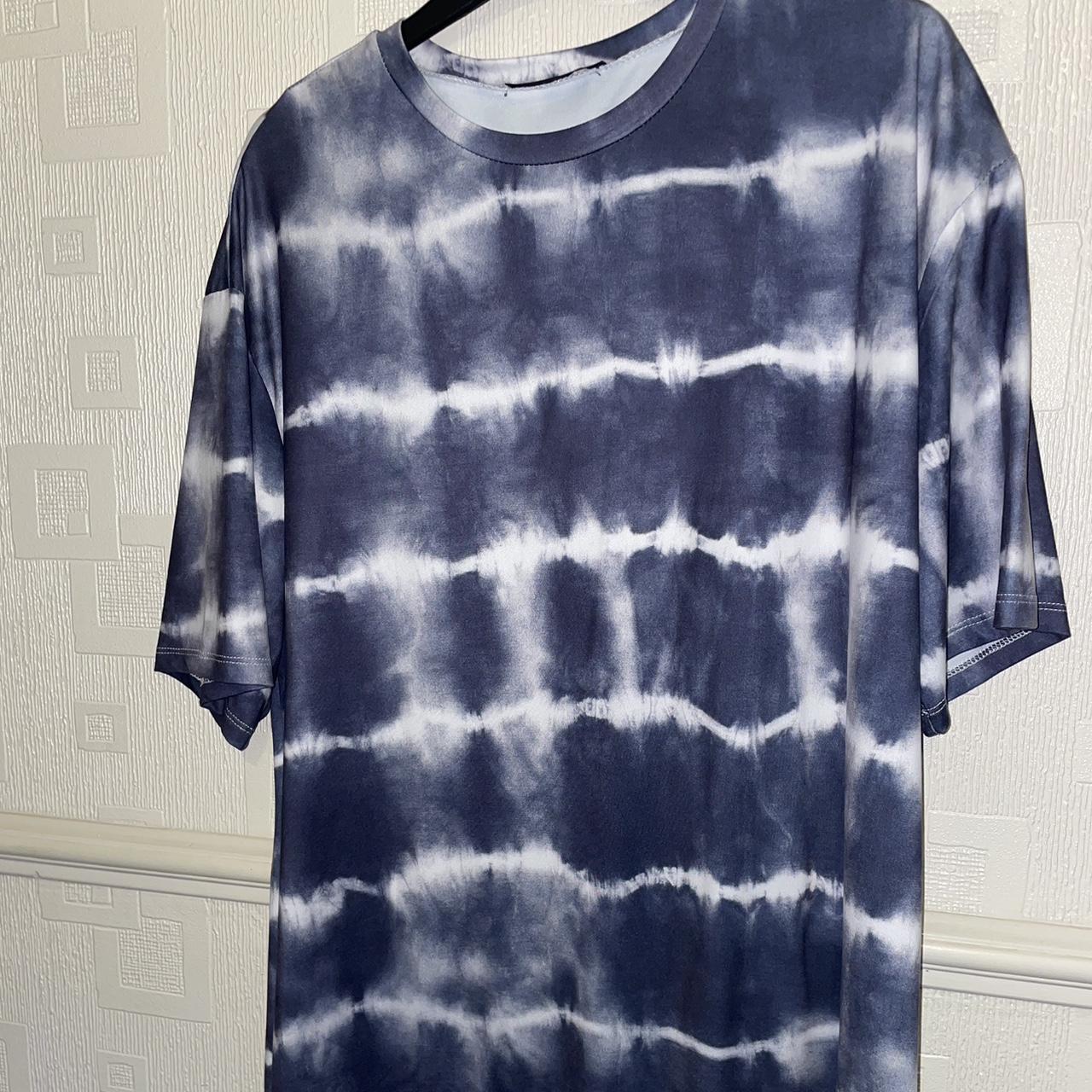 SHEIN oversized tshirt. Blue and white wave/tye dye... - Depop