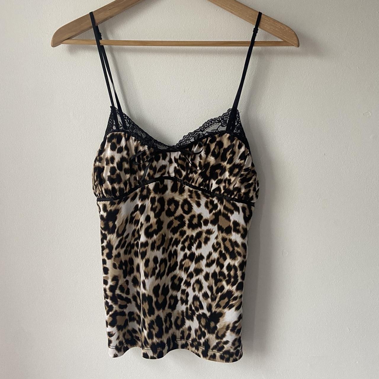 Candies cheetah print y2k lace vest top size M... - Depop