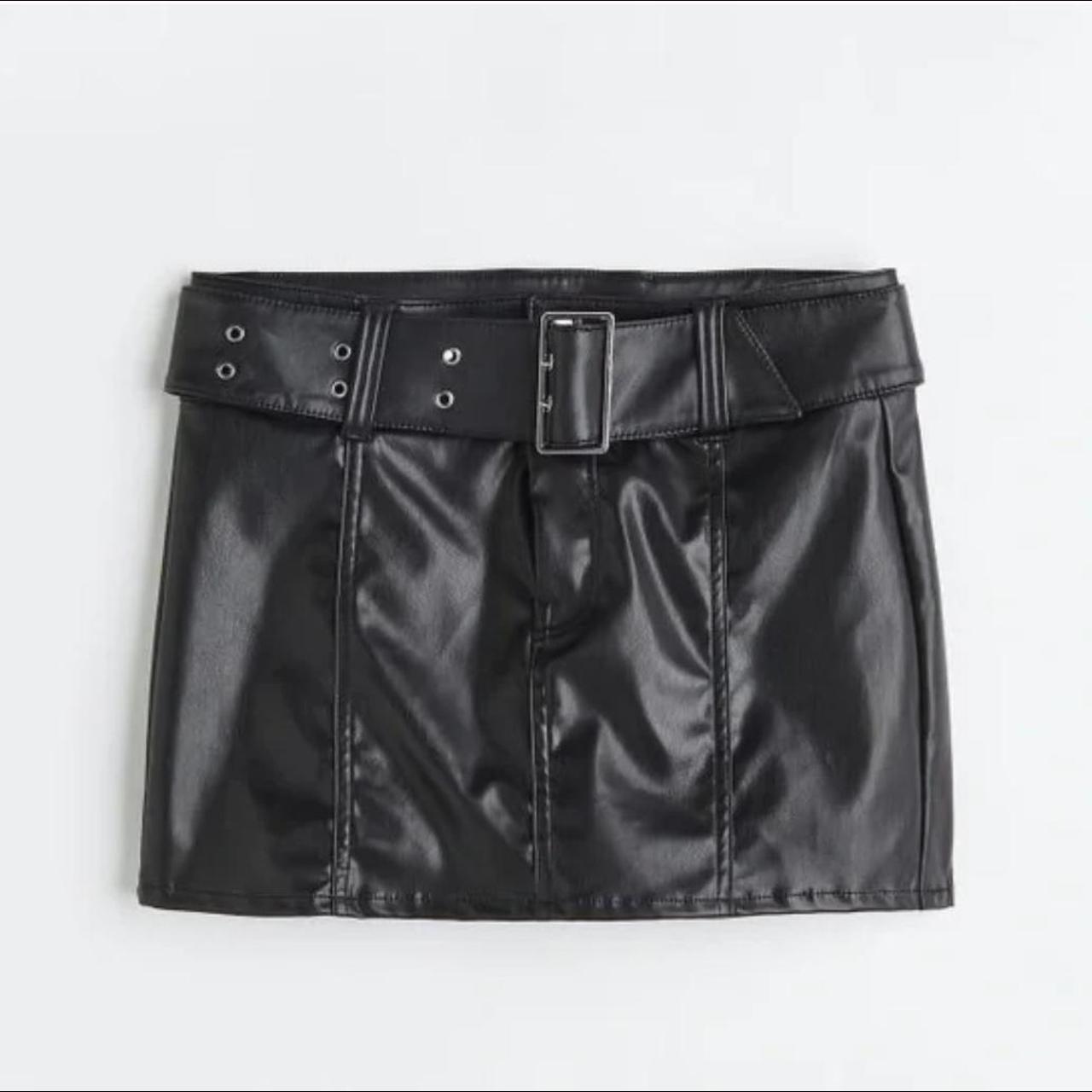 H&M faux leather skirt Size 2 - Depop