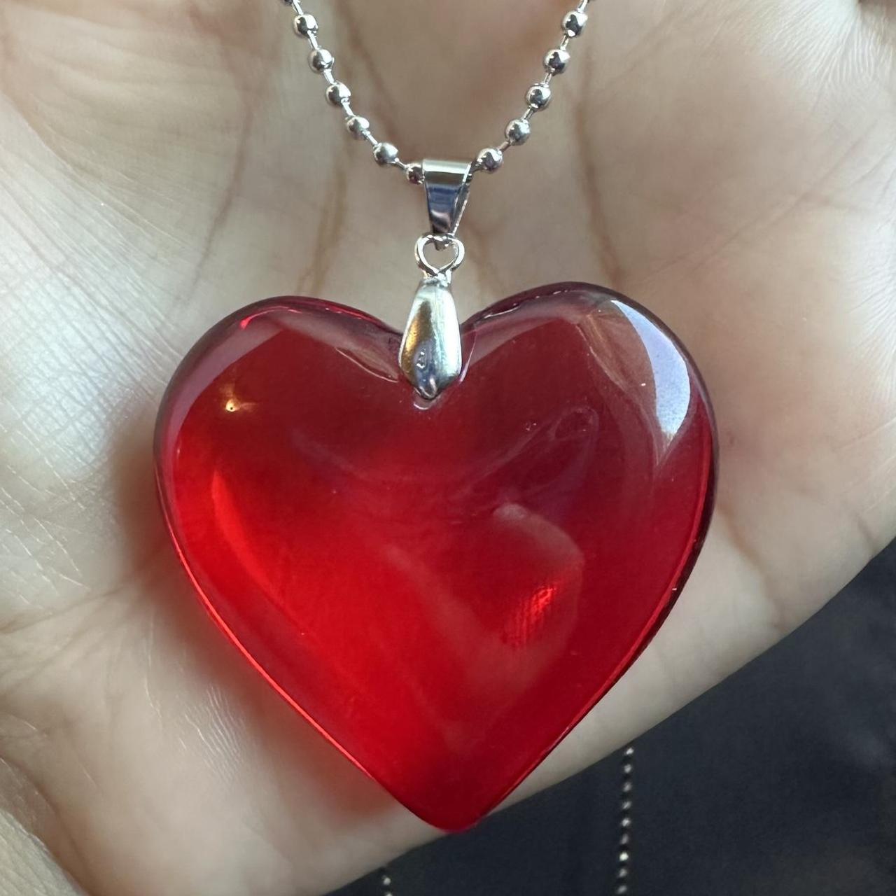 Human Made Heart Necklace - Blue Heart Pendant by - Depop