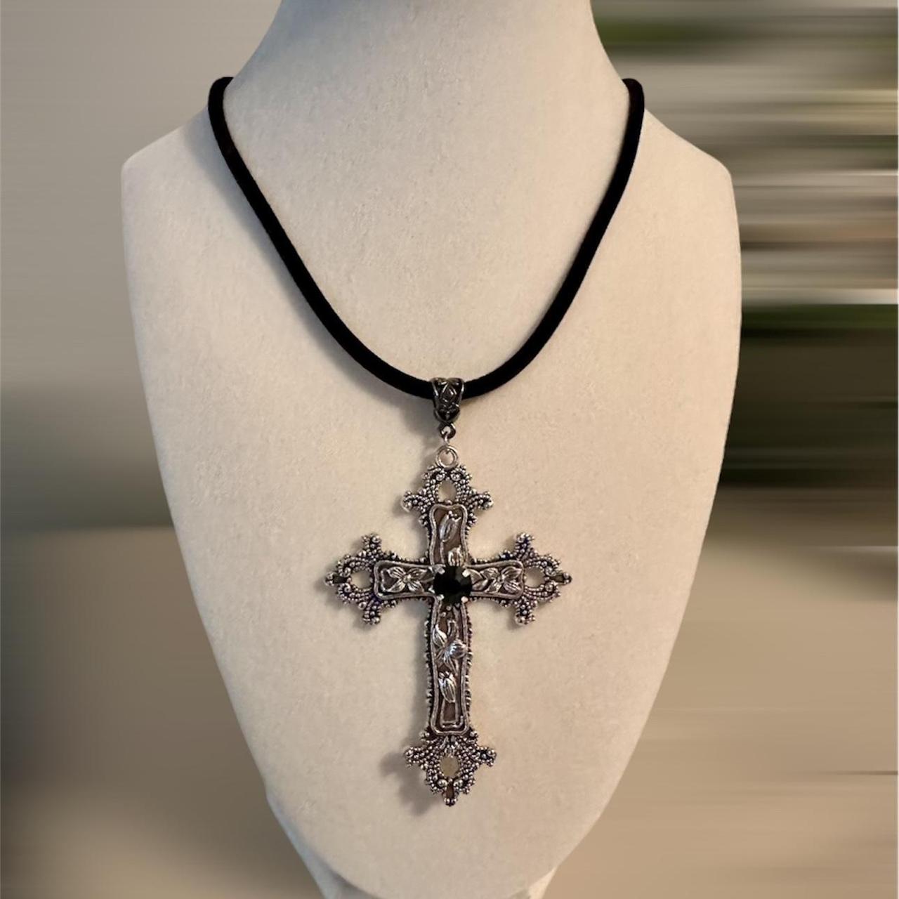 Y2k Gothic Cross Pendant Inlaid Zircon Necklace Women - Temu