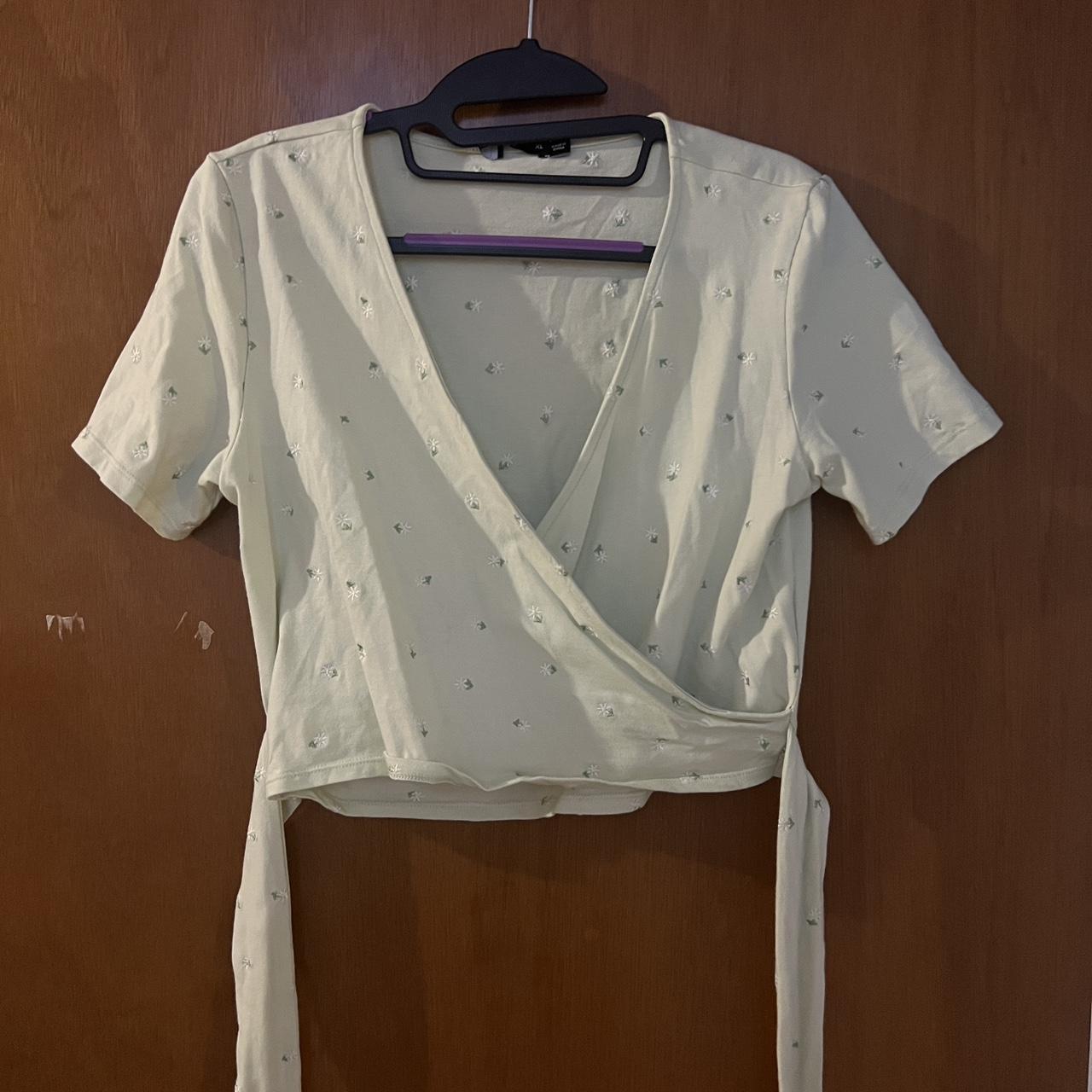 Sportsgirl wrap embroidered wrap blouse XL I... Depop