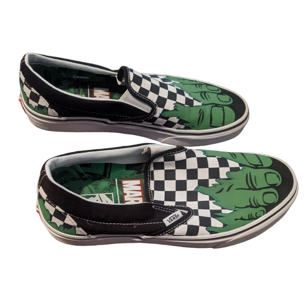 Vans x Marvel Hulk Classic Slip-On Checkerboard... - Depop