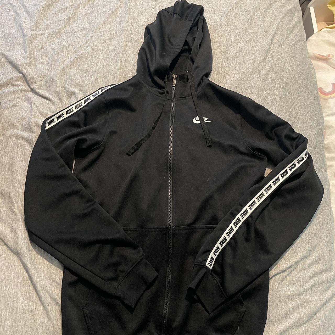 Black nike tape hoodie sale